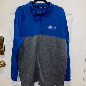 BEER GEAR- Bud Light NFL Nike golf quarter zip pull over blue and gray size XXL
